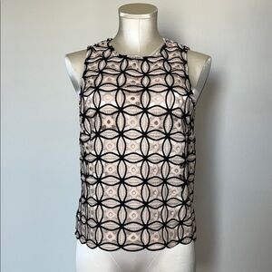 NWT Express embroidered Black and Cream geometric Patterned Sleeveless Blouse